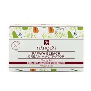 Papaya Bleach (Cream + Activator) I Added Marigold Extracts I Irritation Free, Paraben Free I For Instant Glowing Skin I 43g, Maroon