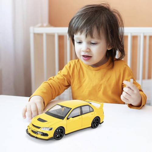 Image of FEXXA Toy Car Compatible for 1:32 Mitsu bishi Lancer Evolution Model, Pull Back Diecast Collectible Car with Sounds & Lights for Kids Boys Girls and Adults, Gift (Yellow)