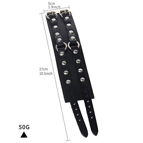 Gelconnie Rock Punk Leather Cuff Bracelet Braided Bracelets Wide Leather Wristbands Adjustable Gothic Wrap Bracelet For Men, Women Lpb336-Black #TOP2