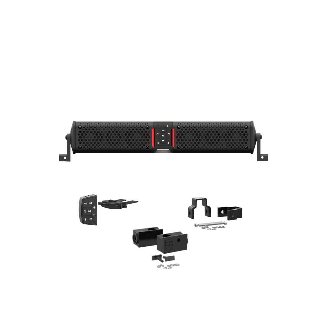 wet sounds STEALTH-XT-6-B Stealth XT 6 Speaker All-in-One Amplified Bluetooth Soundbar with Remote – Black with Slider Brackets and .75