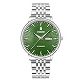 RUIGE Neue Edelstahl Herren Vollautomatik Uhr Wochenkalender Männer Mechanisches Uhrwerk Wasserdicht Mode Trend Uhr A6, Grün