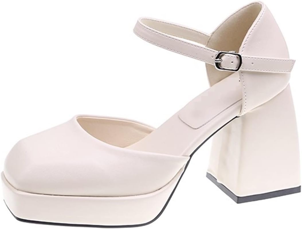 Pleaser Heels Spring and Autumn Women High Heels Buckle Female Shoes Solid Color Pumps Women Shoes Womens Platform Heels