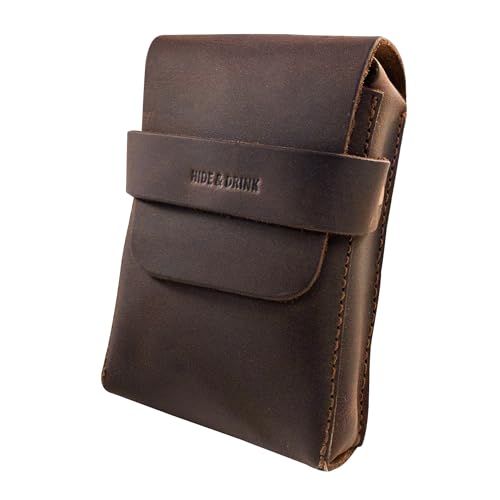 Image of Hide & Drink, Classic Case for Playing Cards (Not Included) Secure Storage, Playing Deck Holder, Travel Accessory, Full Grain Leather, Handmade, Bourbon Brown