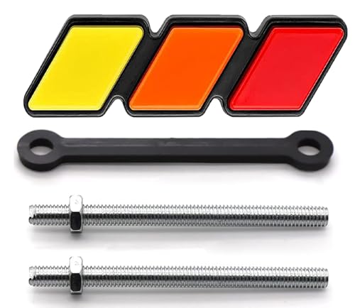 Image of Tri-Color Grille Badge Emblem Decoration Accessories Car Truck Label Tacoma Accessories Compatible with Tacoma 4Runner Tundra Sequoia Rav4 Highlander (Red,Orange,Yellow)
