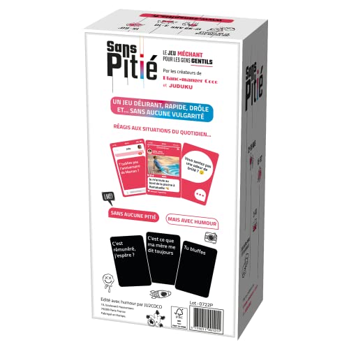 Sans Pitié Jeux de société Junior, par Les Créateurs Blanc Manger Coco et JUDUKU, Jeu Cartes, Nouveau, Jeu Societe Familial, Jeux société Adulte et Enfant, Cadeau Drole