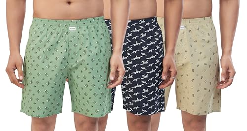 Image of Nermosa Men's Pure Cotton Printed Boxer Shorts - Soft, Breathable, All-Day Comfort (Pack of 3) | Boxers |