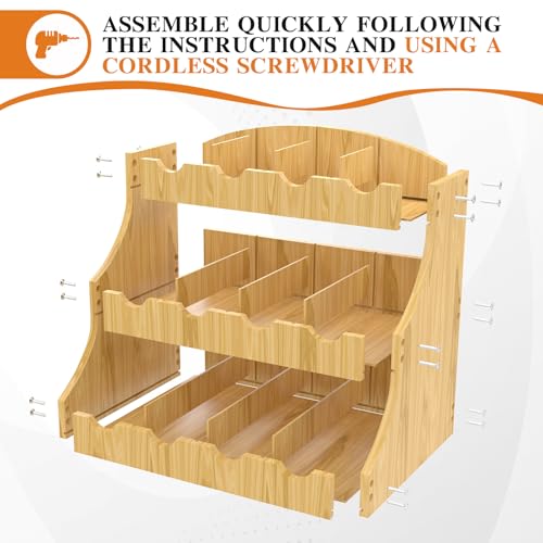 EFUTURETIME Teebeutel Organizer Stehend Bambus, 30,7 x 25 x 20,5 cm, Teeregal Hochkant aus Holz mit 12 Staufächern, Tee Aufbewahrung für Losen Tee, Teepackungen, Kaffee, Zucker und Rührstäbchen