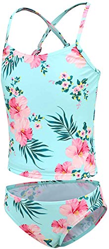 Image of Girls Two Piece Tankini Swimsuits Hawaiian Ruffle Bathing Suit Summer Beach Swimwear Set