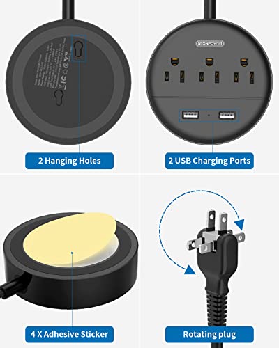 Ntonpower 2 Prong Power Strip, 2 Prong Extension Cord 15 Ft, 2 Prong To 3 Prong Outlet Adapter With Rotatable Plug, 3 Ac Outlets 2 Usb, Wall Mountable, Ideal For Non-Grounded Outlets, Home Office #TOP6