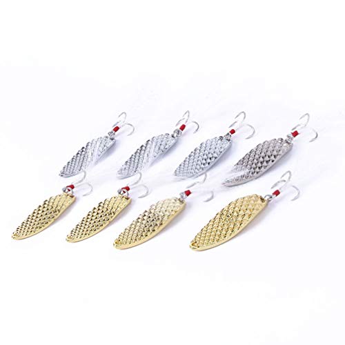 Lioobo 5 iscas de pesca de metal, textura de abacaxi, iscas de peixe, colher, lantejoulas, anzóis de