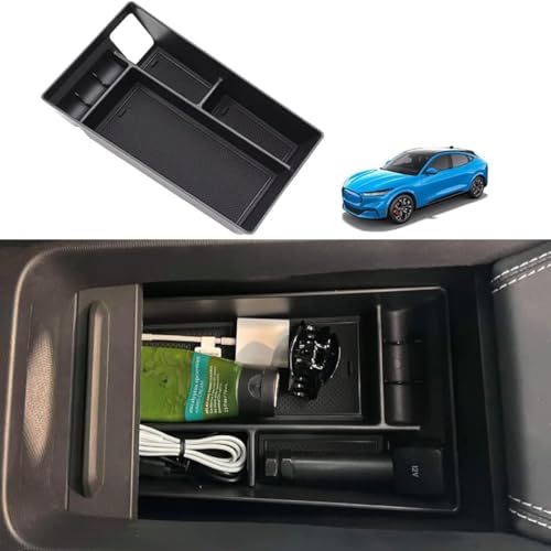 BestEvMod AOSK Compatible with Mustang Mach-E Armrest Storage Box Organizer Center Console Tray Accessories 2021 2022 2023 2024(V1) NOT FIT 2025 Model