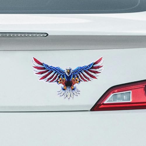 Image of USA American Bald Eagle Flag Vinyl Sticker Decal - 7.48x4.53in, Waterproof, Fade-Resistant, for Cars Trucks Bumper Window, Patriotic