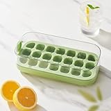 Iceucoxiv ice cube tray, Homezo Magic Ice Cube Maker, Magic Ice Cube Maker, Easy Release Ice Cube Trays, Ice Cube Tray with Lid and Bin, Press-Type Silicone Ice Cube Trays (Green,21 Grids)