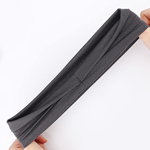 Image of DRESHOW Yoga Sports Headbands for Women Elastic Non-Slip Headbands Workout Running Hair Bands 6 Pack