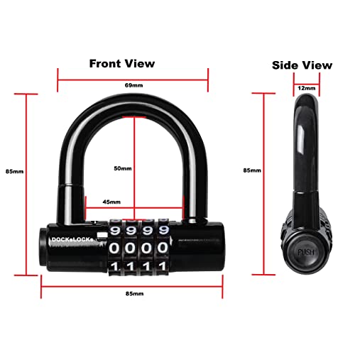 Dockslocks Anti Theft Weatherproof Straight Security Cable With Reinforced Looped Ends And Heavy Duty Short Shackle U Lock For Bike, Kayak And More, 5Ft #TOP7