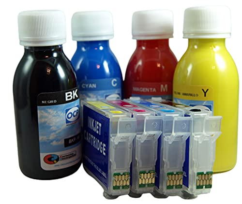 16XL Juego de Cartuchos Recargables + TINTAS Compatible con la Serie T16 Y 16XL BOLIGRAFO de Epson Cover
