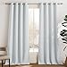 Produktbild PONY DANCE Thermovorhang gegen Kälte Verdunkelnde Gardinen mit Ösen 2er Set H 245 x B 140 cm Grau-weiß, Übergardinen für Wohnzimmer & Schlafzimmer Thermal Blackout Curtains