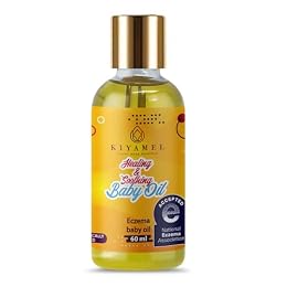 KIYAMEL Healing and Soothing Baby Oil, Fast Absorbing Moisturizer for Sensitive Skin, with Jojoba, Argan & Black Currant Oil, Natural Orange Scent and Vitamin E Enriched