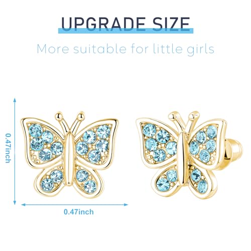 Image of Crystal Butterfly Earrings,Inlaid with Zirconia,Hypoallergenic Children's Diamond Silver Earrings,Birth Gift Birthday Valentine's Day Mother's Day Graduation Gift