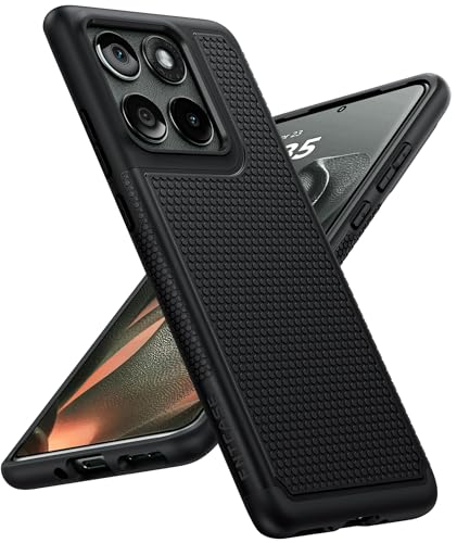 FNTCASE for Motorola Edge 2025 Case: Moto Edge 2025 Case 14ft Military Grade Drop Protection Anti-Slip Sweat-Resistant Matte Textured Dual Layer Daily Cover - 6.7inch (Black)