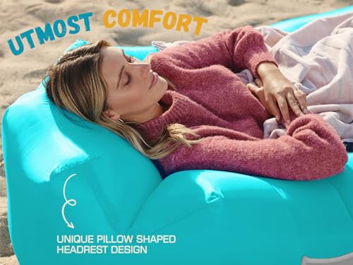 Image of WEKAPO Inflatable Sun Lounger, Air Sofa, Hammock, Portable, Waterproof and Leak-Proof, Ideal for Backyard, Beach, Travel, Camping, Picnics and Music Festivals