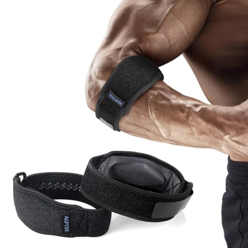 AGPTEK Elbow Brace for Tendonitis and Tennis Elbow 2 Pack Tennis Golfers Elbow Support Arm Band Pain Relief Elbow Wrap Weightlifting Elbow Strap with Compression Pad for Men & Women Grey 21-38 cm