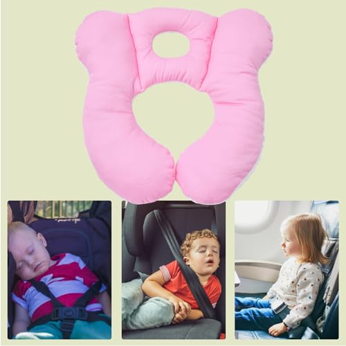 Image of Baby Travel Pillow, Infant Kid's Cushion Soft and Skin Friendly for Car Seat, Pushchair and Stroller (Pink)