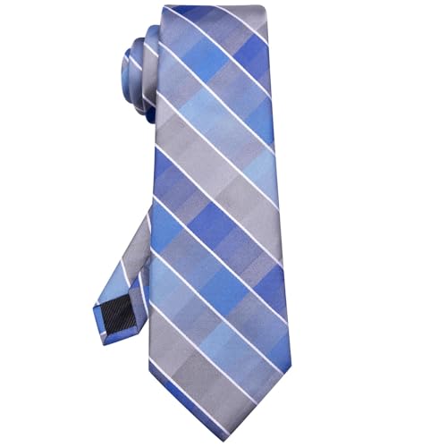 Image of Hi-Tie 63 inches Striped Paisley Extra Long Ties for Men Silk Necktie with Lapel Pin Tie Clip Big and Tall Men Formal Wedding