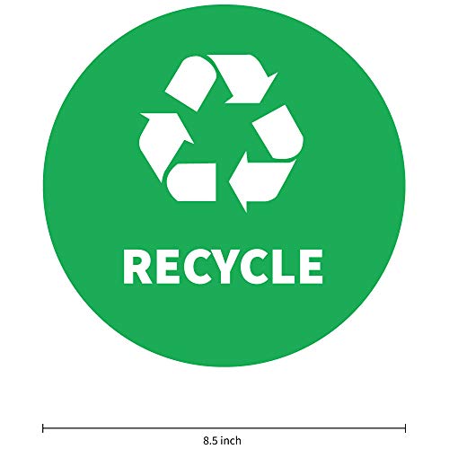 Recycle And Trash Decal/Sticker Signs (8.5 Inches) - Waterproof-2Pk; Removable, Durable, Air-Release, Weather-Resistant, Long Lasting Vinyl Labels For Recycling And Trash Bins, Indoor And Outdoor Use. #TOP3