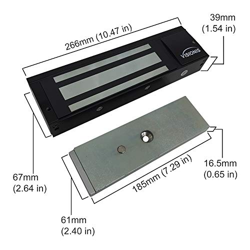 Visionis VS-VISML1200LED-BL Indoor 1200lbs Black Electromagnetic Lock with LED Sensor for Door Access Control by Visionis - Image 2