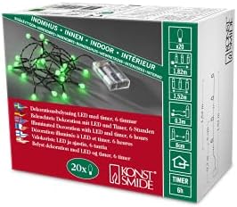 Konstsmide 1491-557 Christmas Lights LED Berry Set Round Diodes/Indoor Use (IP20) Battery Fairy Lights/Battery Operated: 3xAA 1.5V (excl.)/6h Timer/20 Red Diodes/Black Cable String Lights