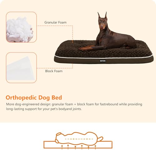 HMTOPE Orthopädisches Hundebett, Hundematte im Doppelstock-Design, Waschbar Hundekissen, Abnehmbar Hundekorb, 120 cm für Große Hunde, Braun