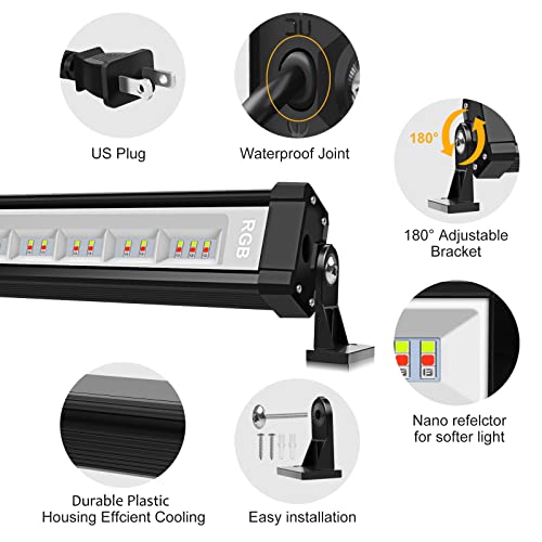 Meikee 42W Rgb Led Wall Washer Light, 3350Lm Rgb Color Changing Washer Strip Light Bar With Remote, Timing Memory Dimmable Wall Flood Strip Light For Stage Party Wedding Decoration-4 Pack #TOP4