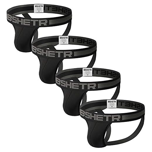 BSHETR Cueca masculina com suporte atlético de algodão, pacote com 4, Black(4-pack), XL