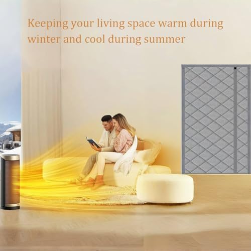 Wohomzy Thermal Door Curtain Fits Doors Size 38"x82"，Curtain Size 40"x84", Magnetic Insulated Side Open Keep Warm in Winter Cool in Summer,Gray — view 6