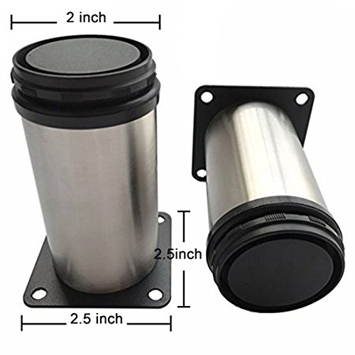 HEVERP (4-Pack) Furniture Cabinet Metal Legs Kitchen Adjustable Stainless Steel Feet Round (10CM)