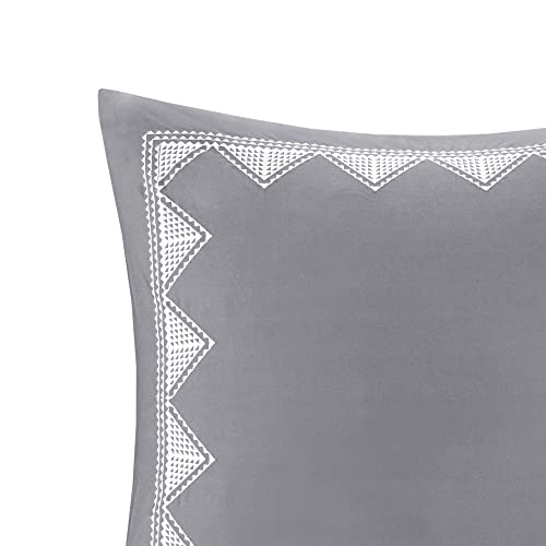 Image of INK+IVY Single 100% Cotton Euro Sham - European Square Decorative Pillow Cover, Hidden Zipper Closure (Pillow Insert NOT Included), Isla, Geometric Gray, 26 inchx26 inch