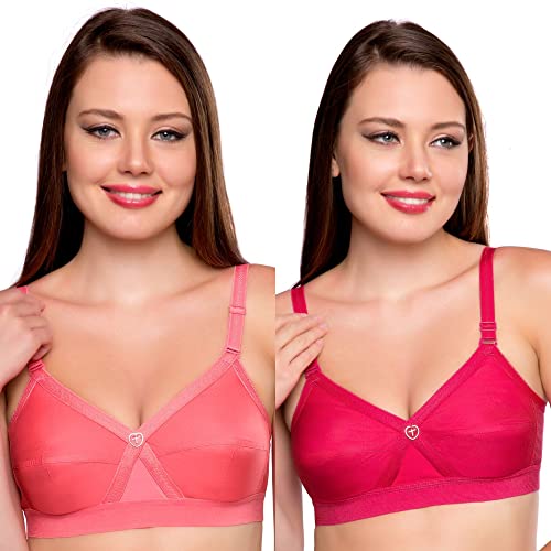 Image of TRYLO KPL Women's Cotton Non-Padded Bra Black /Black Currant /Butter SCOT /Coral /MARUN /Rasberry /Rose Gold /Nude /Sapphire /Skin /White 30 to 40 Available Cups C to I
