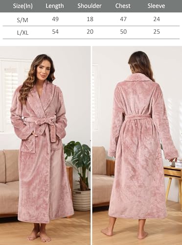 Image of Hellomamma Long Bath Robe for Womens Plush Soft Fleece Bathrobes Nightgown Ladies Pajamas Sleepwear Housecoat