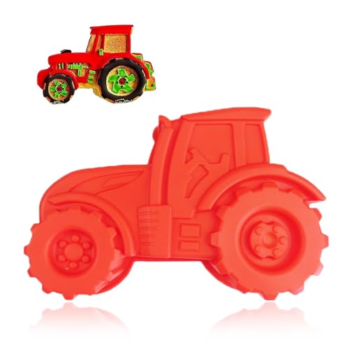 Moule À Gâteau Tracteur Moule Cuisson Tracteur 3d Pour Fêter Anniversaires Enfants, Pour Réaliser Gâteaux, Pain, Chocolats, Desserts, Pudding (Rouge)