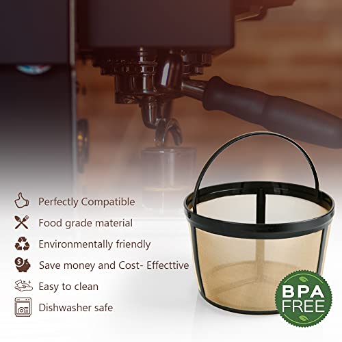 Aomig Gold Tone Coffee Filter, 2Pcs Coffee Maker Filters, Reusable 8-12 Cup Basket Coffee Filter, Smooth And Burr-Free Cylindrical Coffee Filters For Keurig K-Duo Essentials And K Duo Brewers #TOP2