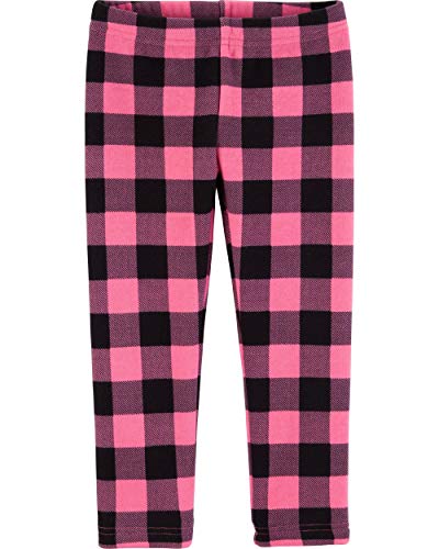 Carters Girls Cozy Fleece Leggings (Pink/Plaid, 9 Months)