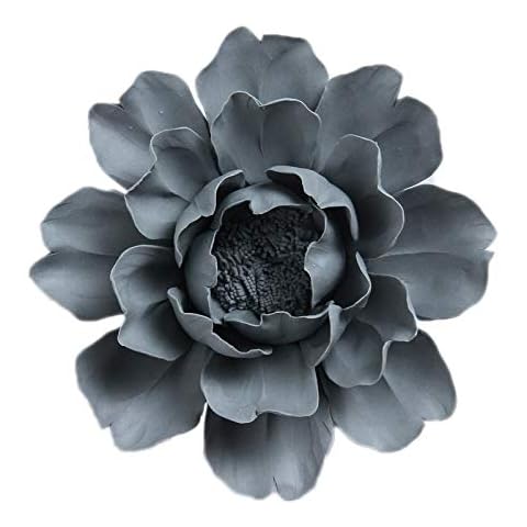 ALYCASO Peony Ceramic Flower Wall Décor Artificial 3D Flower Wall Art for Living Room Home Hallway Bedroom Kitchen Farmhouse Bathroom Dining Room, Caesious, 7.08 inch Cover