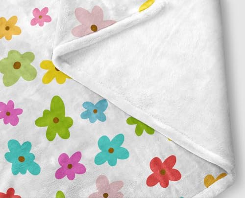 Image of Colorful Ditsy Floral Flannel Throw Blanket, Bright Multicolor Small Flower Cozy Warm Decorative Blanket for Bedroom Living Room Camping, Gift Blanket for Women Kids Home Decor Lovers,50X60 Inch