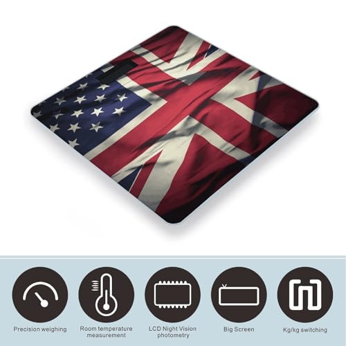 Báscula Digital de Baño con Bandera USA UK y Cinta Métrica miniatura 3