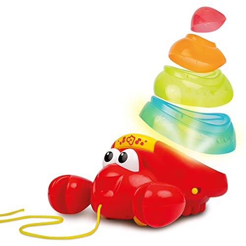 Lowest Prices! KiddoLab Pull Along Crab Stacker - Baby Pull Toy with Stackable Rainbow Cups, Stackin...
