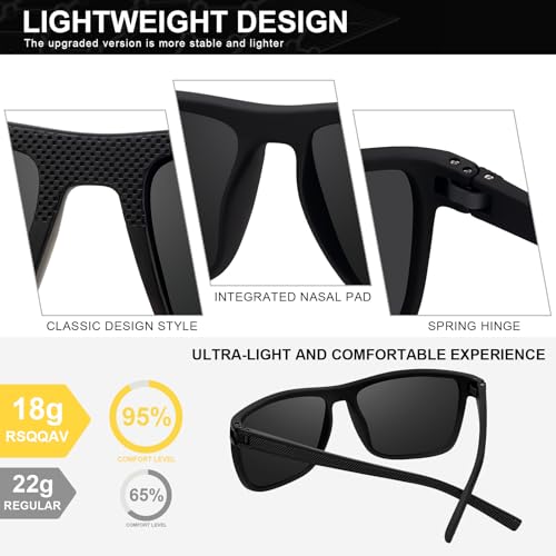 Polarized Sunglasses for Men Square Lightweight Frame Sun Glasses UV Protection for Driving Fishing Golf4