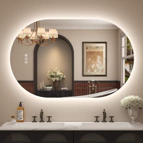 Image of 48x30 Inch Oval Backlit LED Bathroom Vanity Mirror