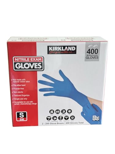 Kirkland Signature Nitrile Exam Small Gloves Multi-Purpose Latex-Free Blue 400 Count