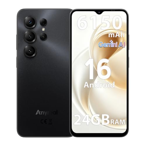 Unlocked Android Phone 6.56in, 24GB RAM + 64GB storage, Black